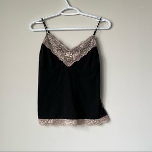 eberjey | black lace trim cami tank top